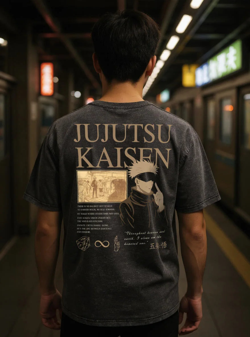 T-shirt Jujutsu Kaisen oversize style vintage de Satoru Gojo