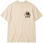 T-shirt oversize beige HAM le singe astronaute avec illustration chimpanzé spatial sur la poitrine